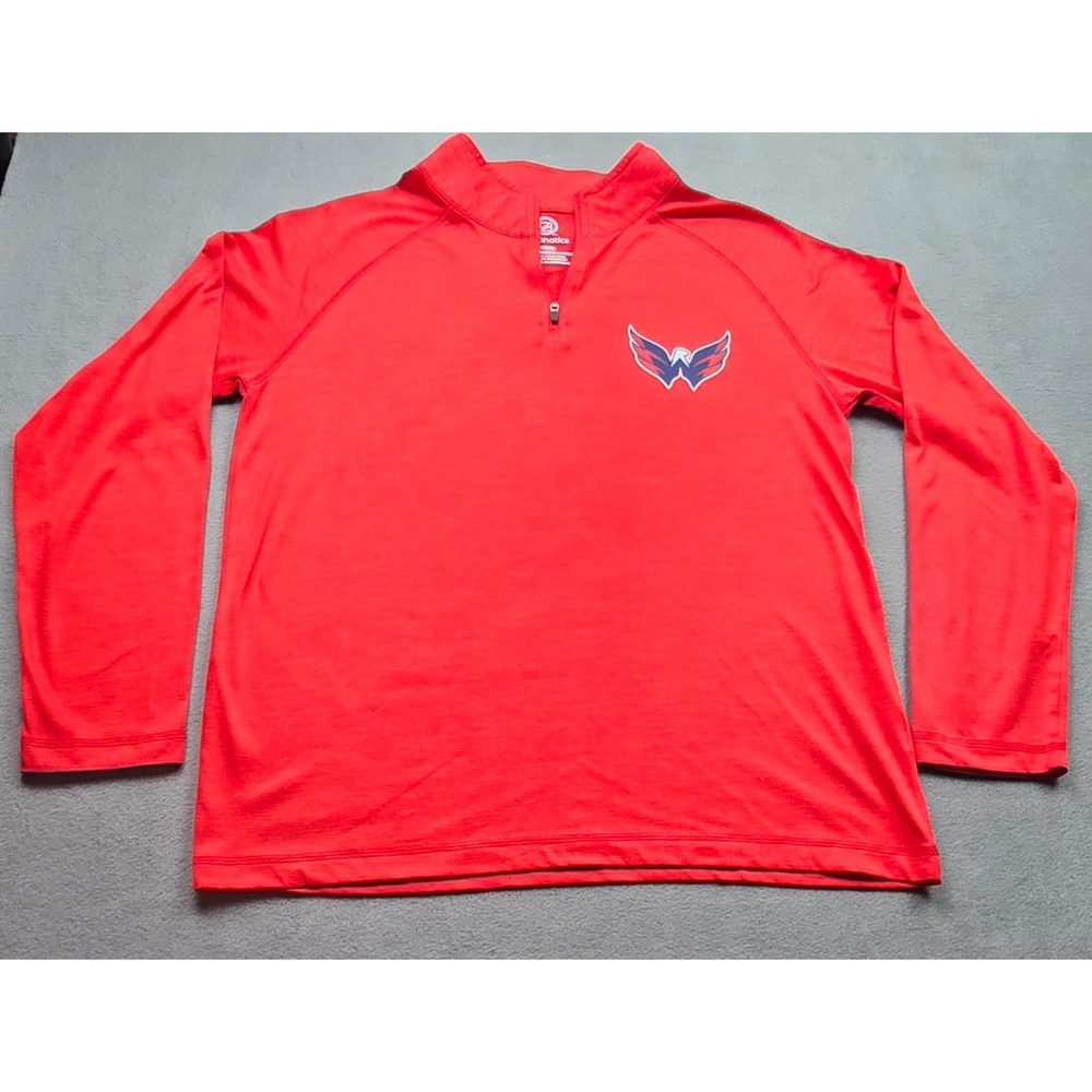 Red Fanatics NHL Capitals Mens Medium Red Long Sleeve Quarter Zip Pullover Shirt